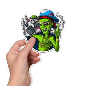 Alien Smoking Weed Stickers, Stoner Stickers, Stoner Alien Decal, Stoner Decals, Cannabis Sticker, Marijuana Stickers - Psychonautica Store