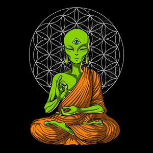 Alien Buddha,Psychedelic Alien, Alien Yoga, Science Fiction, Alien Meditation, Hippie Aliens, Psychedelic Alien - Psychonautica Store