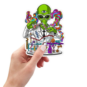 Trippy Alien Sticker, Psychedelic Alien Sticker, Scientist Sticker, Trippy Sticker, Psychedelic Sticker, DMT Stickers, LSD Sticker - Psychonautica Store