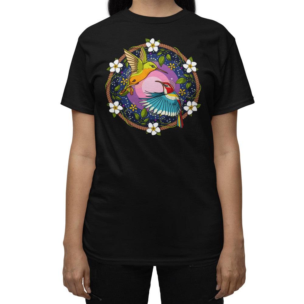 Ayahuasca Shirt, Hummingbirds Shirt, Colibri Birds T-Shirt, Ayahuasca Clothes, Floral Clothing - Psychonautica Store