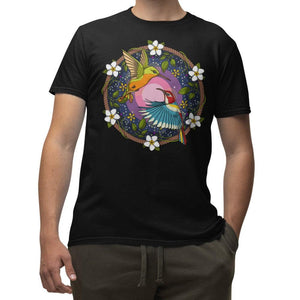 Hummingbirds T-Shirt, Colibri T-Shirt, Floral Shirt, Ayahuasca T-Shirt, Hummingbirds Clothing - Psychonautica Store