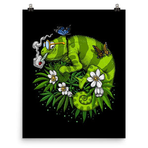 Chameleon Smoking Weed Poster, Stoner Poster, Weed Art Print, Cannabis Poster, Marijuana Art Print - Psychonautica Store