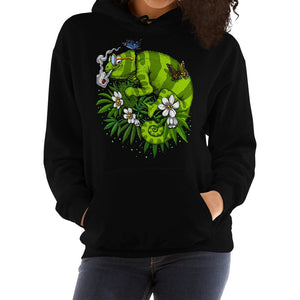 Chameleon Smoking Weed, Chameleon Hoodie, Weed Hoodie, Stoner Hoodie, Hippie Hoodie, Chameleon Sweatshirt, Cannabis Hoodie - Psychonautica Store