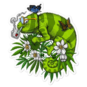 Chameleon Sticker, Weed Stickers, Stoner Stickers, Cannabis Sticker, Marijuana Decals,Chameleon Smoking Weed - Psychonautica Store