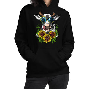 Cow Weed Hoodie, Hippie Hoodie, Stoner Hoodie, Cannabis Hoodie, Marijuana Hoodie, Hippie Clothes, Hippie Clothing - Psychonautica Store