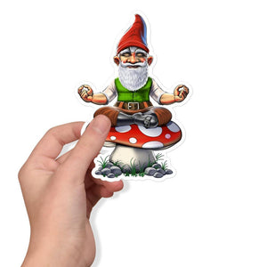 Magic Mushroom Gnome Sticker, Meditation Gnome Sticker, Cottagecore Mushroom Sticker, Hippie Gnome Sticker, Gnome Yoga Sticker, Forest Mushroom Sticker, Mushroom Yoga Sticker, Fantasy Gnome Sticker - Psychonautica Store