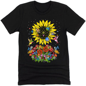 Psychedelic Sunflower Shirt, Sunflower Shirt, Hippie Floral T-Shirt, Nature Tee, Botanical Clothes, Sunflower Clothing, Hippie Clothing - Psychonautica Store