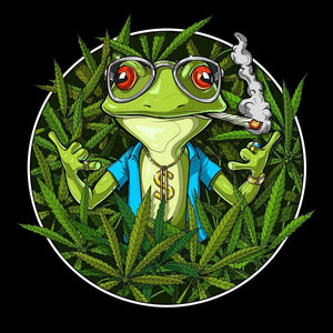 Frog Smoking Weed, Frog Stoner, Frog Hippie, Funny Frog Smoking - Psychonautica Store