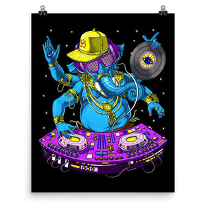 Psychedelic Ganesha Poster, Ganesha DJ Art Print, Psytrance Music DJ Art, Hindu Art Print, EDM Music DJ Poster, Synthesizer Player Poster, Techno DJ Art Print - Psychonautica Store