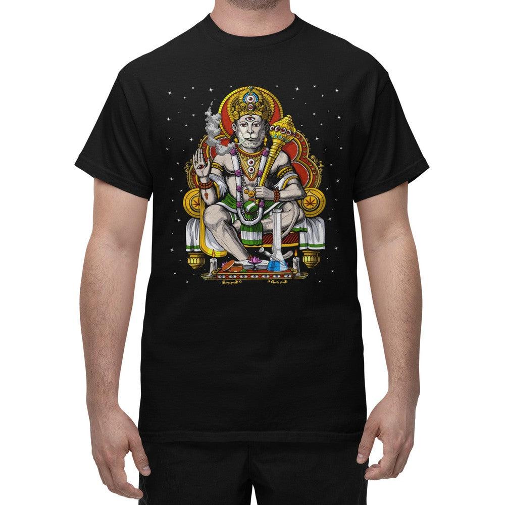 Hindu God Hanuman Shirt, Hippie Stoner Shirts, Psychedelic Hindu Shirt, Smoking Weed Shirt, Hindu Deity Tee, Hanuman Smoking Weed Shirt, Psychedelic Cannabis Clothing - Psychonautica Store