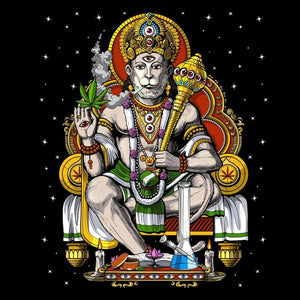 Hindu God Hanuman, Hippie Stoner, Psychedelic Hindu, Smoking Weed, Hindu Deity, Hanuman Smoking Weed, Psychedelic Cannabis- Psychonautica Store