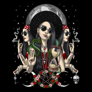 Hecate Moon Goddess, Hecate Triple Moon Goddess, Hippie Goth Girl, Hecate Pagan Goddess, Occult Wicca Gothic Goddess, Hecate Witch Greek Goddess - Psychonautica Store