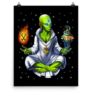 Psychedelic Alien Poster, Illuminati Alien Art Print, Masonic Poster, Conspiracy Theory Poster, Alien Conspiracy Poster, Alien Meditation Wall Decor, Trippy Alien Art Print, Alien Buddha Poster - Psychonautica Store