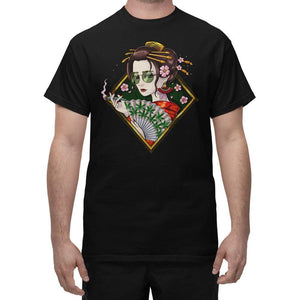 Japanese Geisha T-Shirt, Hippie Stoner Shirt, Geisha Apparel, Geisha Clothing, Geisha Clothes - Psychonautica Store