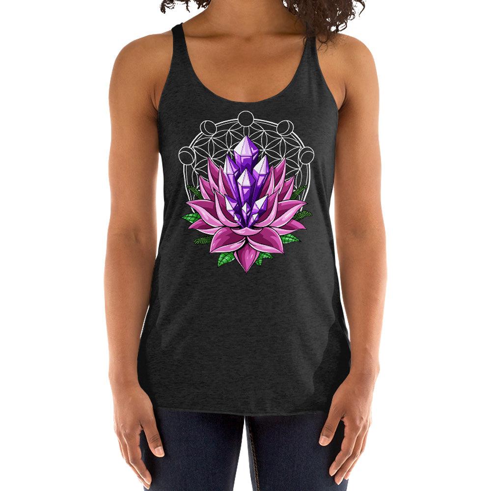 Lotus Flower Womens Tank, Yoga Lotus Tank Top, Floral Hippie Tank, Sacred Geometry Tank Top, Yoga Lotus Womens Tank - Psychonautica
