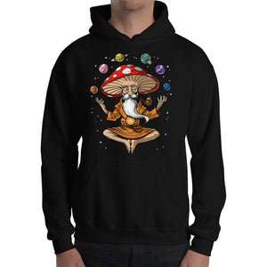 Magic Mushroom Buddha, Magic Mushrooms Hoodie, Mushroom Buddha Hoodie, Psychedelic Hoodie, Hippie Hoodie, Psychedelic Clothing, Festival Clothing - Psychonautica Store