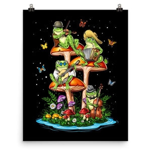 Mushroom Frogs Poster, Trippy Forest Poster, Mushroom Forest Art Print, Cottagecore Frogs Room Decor, Funny Frogs Poster, Fairycore Wall Decor, Cute Frog Poster - Psychonautica Store