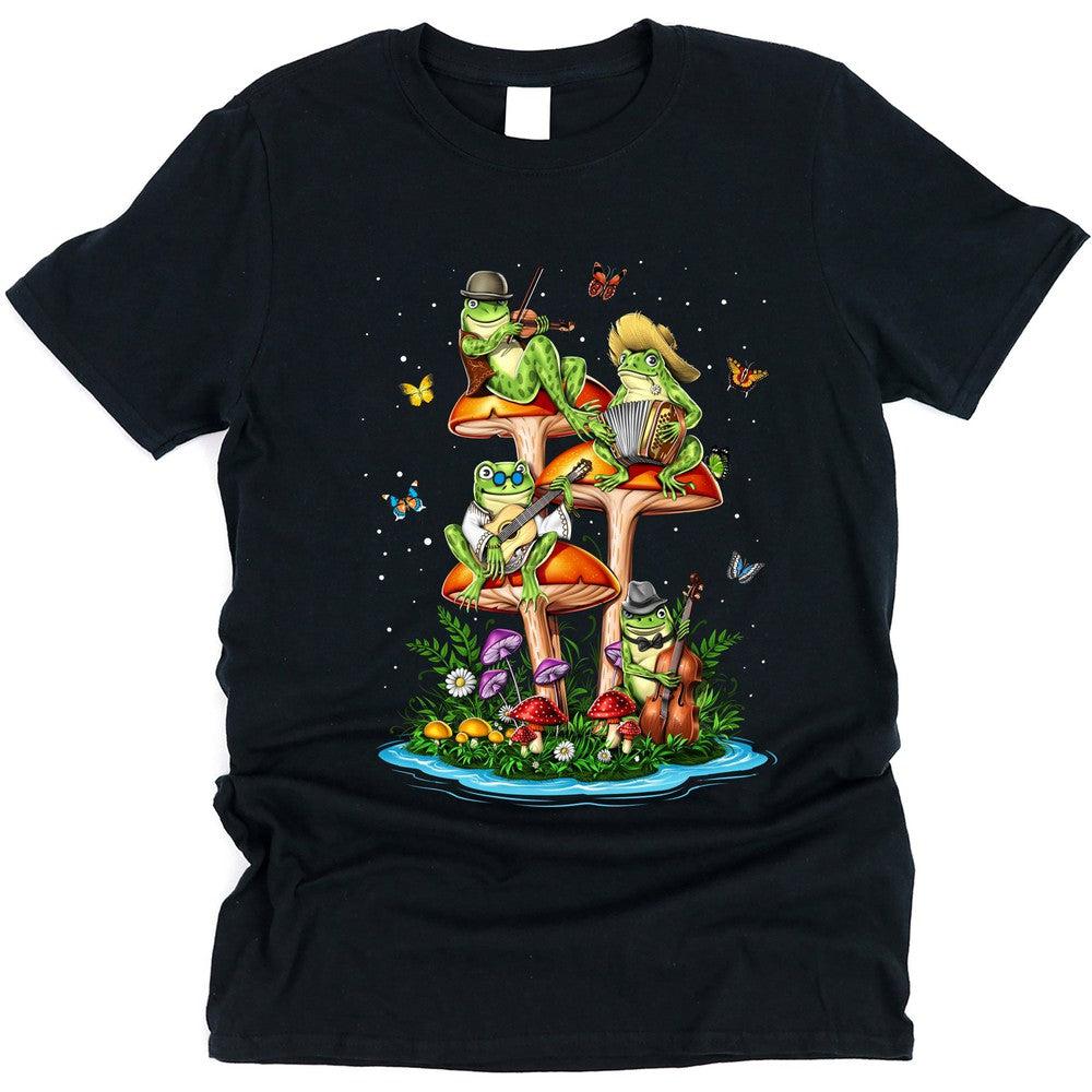 Mushroom Frogs Shirt, Trippy Forest Shirt, Mushroom Forest T-Shirt, Cottagecore Frogs Shirt, Funny Frogs Tee, Fairycore Shirt, Cute Frog T-Shirt - Psychonautica Store