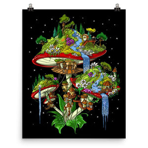 Magic Mushrooms Poster, Hippie Art Print, Psychedelic Art Print, Fantasy Poster, Mushrooms Art Print - Psychonautica Store