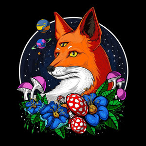 Trippy Fox T-Shirt, Psychedelic Fox T-Shirt, Psychedelic Shirt, Magic Mushrooms Shirt, Trippy Forest Shirt - Psychonautica Store