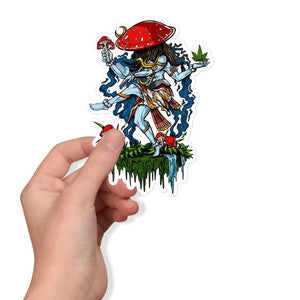 Psychedelic Shiva Sticker, Magic Mushroom Sticker, Mushrooms Sticker, Trippy Sticker, Shiva Stickers, Amanita Muscaria Sticker, Hippie Decals, Hindu Stickers - Psychonautica