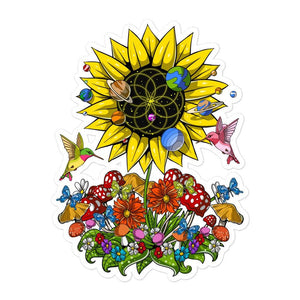 Psychedelic Sunflower Sticker, Hippie Sunflower Sticker, Hippie Stickers, Trippy Sunflower, Hippie Decal, Nature Sticker, Flowers Sticker - Psychonautica Store