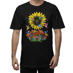 Psychedelic Sunflower T-Shirt, Sunflower Shirt, Hippie T-Shirt, Floral T-Shirt, Hippie Floral Clothes, Sunflower Clothing, Hippie Clothing - Psychonautica Store