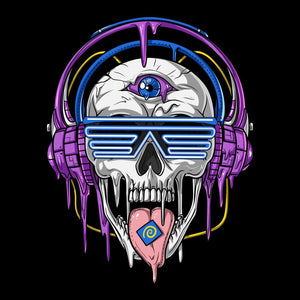 Psytrance Skull, Psychedelic Skull, Skull Headphones, LSD Skull, Psychonaut - Psychonautica Store