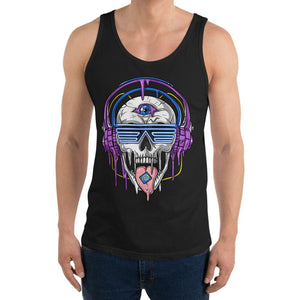 Psychedelic Skull Tank, EDM Tank, Psytrance Tank, Trippy Tank, Acid Clothes, Psychedelic Skull Tank, Festival Clothing - Psychonautica Store
