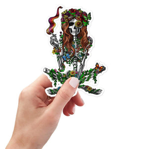 Skeleton Hippie Sticker, Stoner Stickers, Psychedelic Skeleton Stickers, Weed Sticker, Trippy Decals, Cannabis Decal - Psychonautica