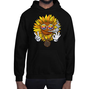 Sunflower Hippie Hoodie, Sunflower Hippie Stoner Hoodie, Sunflower Smoking Weed Hoodie, Cannabis Sunflower Clothes, Hippie Stoner Clothing - Psychonautica Store