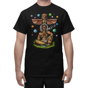 Native American Chief Smoking Weed T-Shirt, Native American Chief T-Shirt, Stoner Shirt, Cannabis Shirt - Psychonautica Store