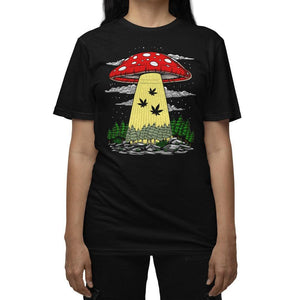 Weed Alien Shirt, Alien Abuction T-Shirt, Psychedelic Alien Tee, Cannabis Shirt, Marijuana Shirt, Magic Mushroom Shirt, Stoner Shirt, Stoner Clothing - Psychonautica Store