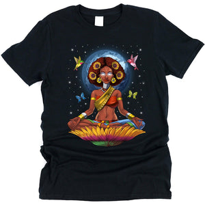African Hippie Shirt, Afro Yoga Shirt, Afrocentric Shirt, Black Girl Shirt, Black African Women's Clothing, Hippie Clothes, African Woman Tee, African Goddess Shirt, Black History Shirt - Psychonautica Store