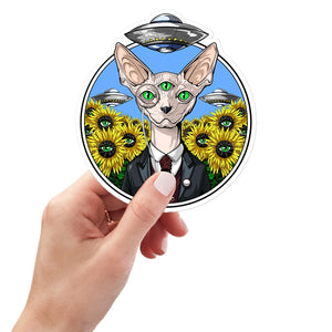 Sphynx Cat Sticker, Trippy Sphynx Cat Sticker, Psychedelic Sphynx Cat Sticker, Sphynx Cat Decal, Alien Abduction Sticker - Psychonautica Store