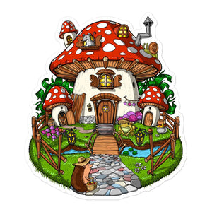Mushroom House Sticker, Amanita Muscaria Stickers, Magic Mushrooms Decal, Hippie Stickers, Forest Mushrooms Stickers - Psychonautica Store