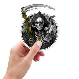 Grim Reaper Smoking Weed Sticker, Stoner Sticker, Weed Sticker, Ganja Sticker, Marijuana Sticker, Stoner Decal - Psychonautica Store