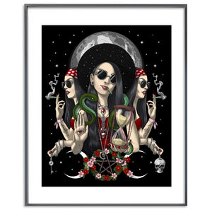 Hecate Greek Goddess Poster, Triple Moon Goddess Poster, Hippie Goth Occult Poster, Hecate Pagan Goddess Poster, Occult Wicca Goddess Poster, Hecate Witch Goddess Poster - Psychonautica Store