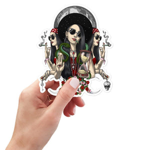 Hecate Goddess Sticker, Triple Moon Goddess Sticker, Hippie Goth Stickers, Pagan Goddess Decal, Wiccan Stickers, Witchy Sticker - Psychonautica Store