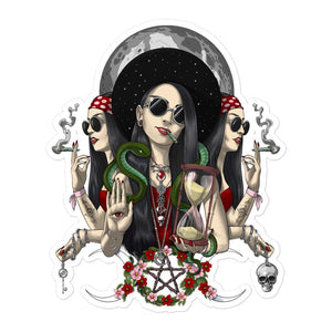 Hecate Goddess Sticker, Triple Moon Goddess Sticker, Hippie Goth Stickers, Hecate Pagan Goddess Decal, Occult Wicca Stickers, Hecate Witch Goddess Sticker - Psychonautica Store