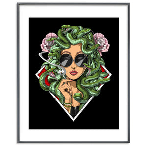 Greek Goddess Medusa Poster, Medusa Goddess Art Print, Hippie Stoner Poster, Medusa Smoking Weed Poster, Psychedelic Poster, Stoner Poster - Psychonautica Store