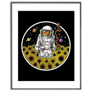 Psychedelic Astronaut Poster, Astronaut Poster, Stoner Poster, Psychedelic Art Print, Sunflowers Poster, Cannabis Art Print, Hippie Poster, Trippy Poster - Psychonautica Store
