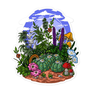 Psychoactive Plants Sticker, Psychedelic Plants Sticker, Psychedelic Garden Sticker, Gardener Sticker, Trippy Sticker, Mushrooms Sticker, Hippie Stickers - Psychonautica Store