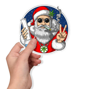 Santa Smoking Weed Sticker, Christmas Sticker, Stoner Decal, Cannabis Stickers, Marijuana Decals, Stoner Stickers - Psychonautica Store