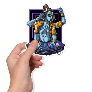 Psychedelic Shiva Sticker, DJ Sticker, Psytrance Sticker, Hindu God Sticker, EDM Music Decal, Synthesizer Player Stickers, Techno Stickers - Psychonautica Store