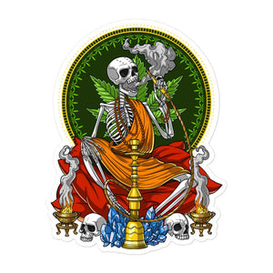 Skeleton Smoking Weed Sticker, Buddha Weed Stickers, Stoner Stickers, Stoner Decal, Weed Stickers, Cannabis Stickers, Marijuana Stickers - Psychonautica Store