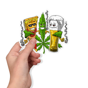 Weed Beer Pizza Sticker, Weed Sticker, Stoner Stickers, Cannabis Stickers, Weed Sticker, Marijuana Stickers, Stoner Decals - Psychonautica Store