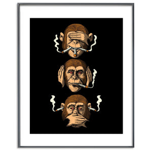 Stoner Posters, Three Wise Monkeys Art Print, Monkeys Smoking Weed Poster, Cannabis Poster, Marijuana Poster - Psychonautica Store
