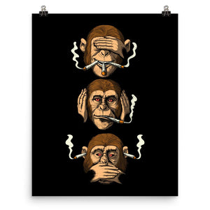Cannabis Poster, Stoner Poster, Three Wise Monkeys Poster, Weed Art Print, Stoner Art prints, Marijuana Poster - Psychonautica Store