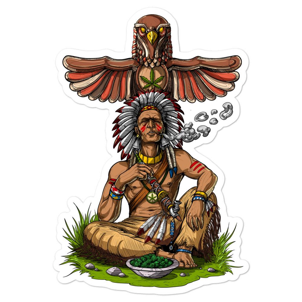 Native American Chief Smoking Weed Sticker, Native American Chief  Decal, Weed Sticker, Stoner Stickers, Cannabis Stickers - Psychonautica Store